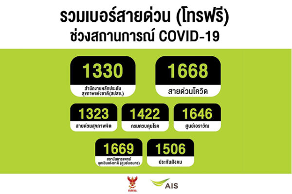 AIS - กสทช. ส่งความห่วงใย ให้ลูกค้าโทรฟรีหมายเลขฉุกเฉิน 1668, 1669,1330 พร้อมสายด่วนช่วยเหลืออื่นๆ